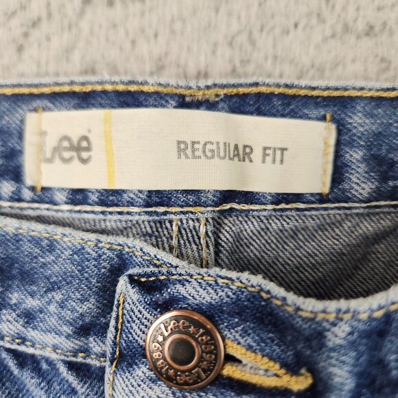 Mens 33x32 Blue Vintage LEE Jeans Regular Fit Straight Leg Stonewash Wallet Wear - Picture 7 of 9